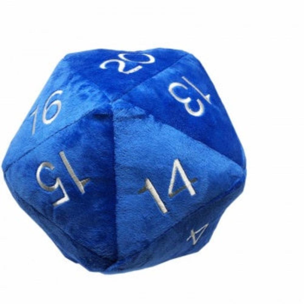 D20 Würfel Plüsch - Blau/Silber Zahlen