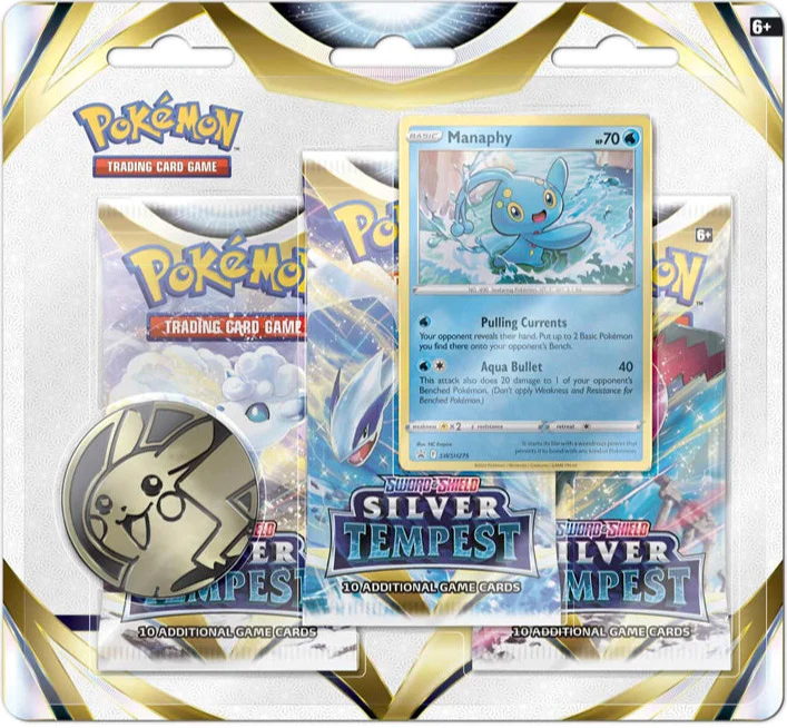 Pokémon Sword and Shield Silver Tempest - 3-Pack-Blister - Manaphy - englisch