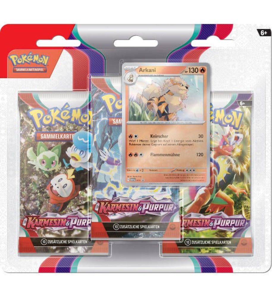 Pokémon Karmesin & Purpur - 3-Pack Blister Arkani - deutsch