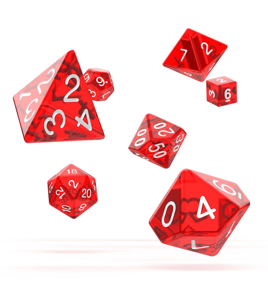 Oakie Doakie Dice Würfel RPG-Set Translucent - Rot (7)