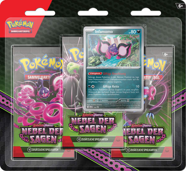 Pokémon Karmesin & Purpur Nebel der Sagen - 3-Pack Blister Infamomo - DE