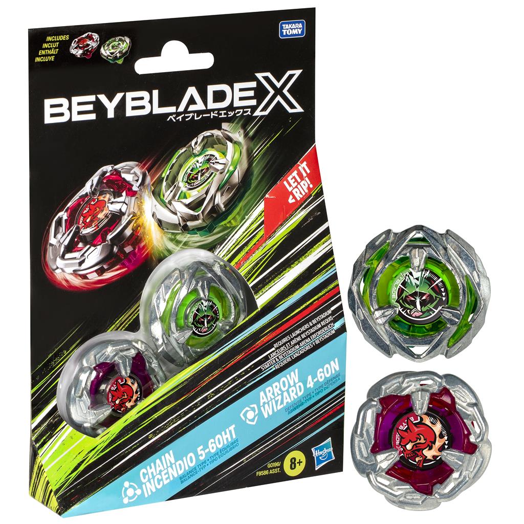 Beyblade X Chain Incendio 5-60HT and Arrow Wizard 4-60N Top Dual Pack Set