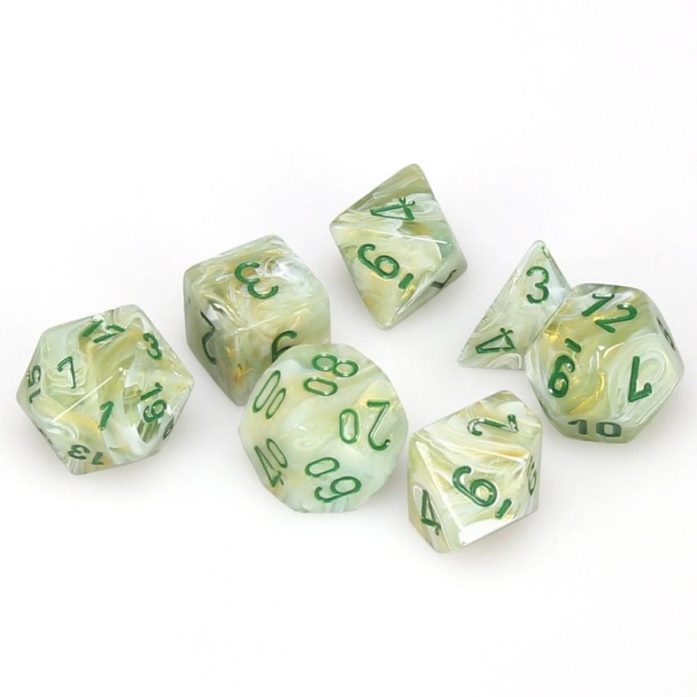 Chessex 7-Würfelset Marble Grün/Dunkelgrün