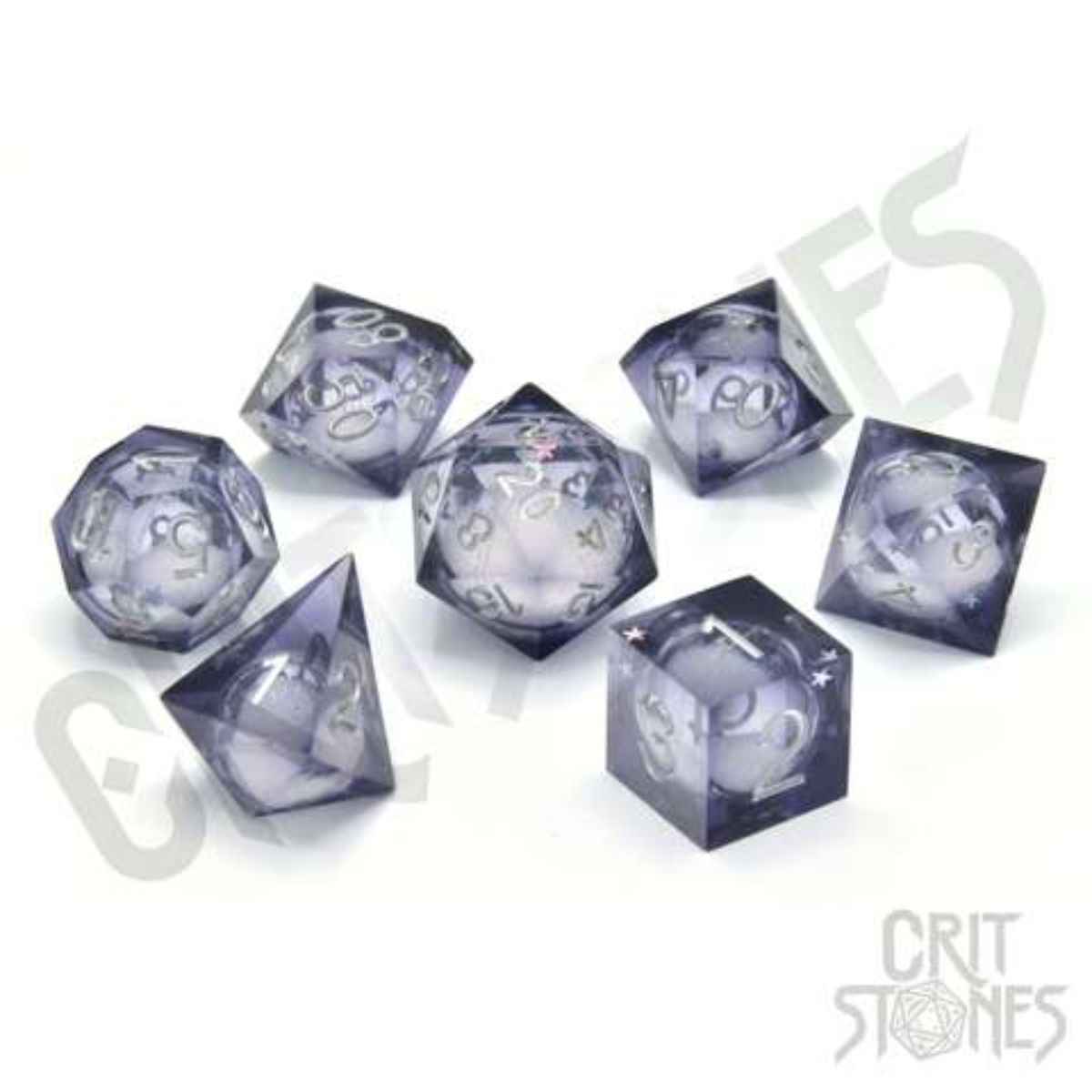 Crit Stones Orbital Tide (Silber) Liquid Core RPG Würfelset