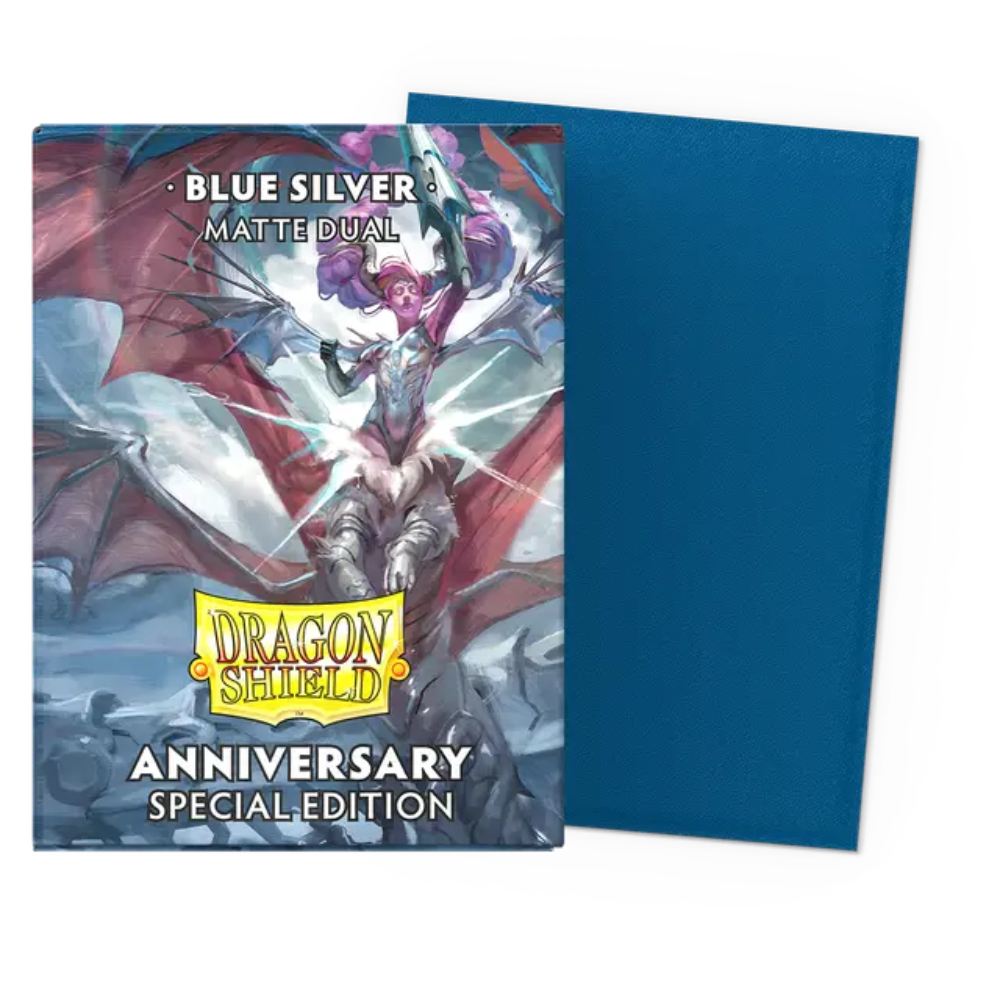 Dragon Shield Standard Size Dual Matte Sleeves - Anniversary Special Edition Blue Silver (100 Sleeves)