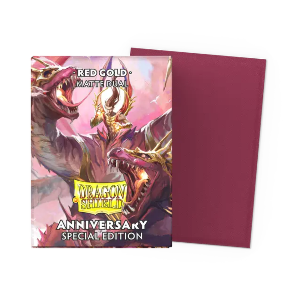 Dragon Shield Standard Size Dual Matte Sleeves - Anniversary Special Edition Red Gold (100 Sleeves)