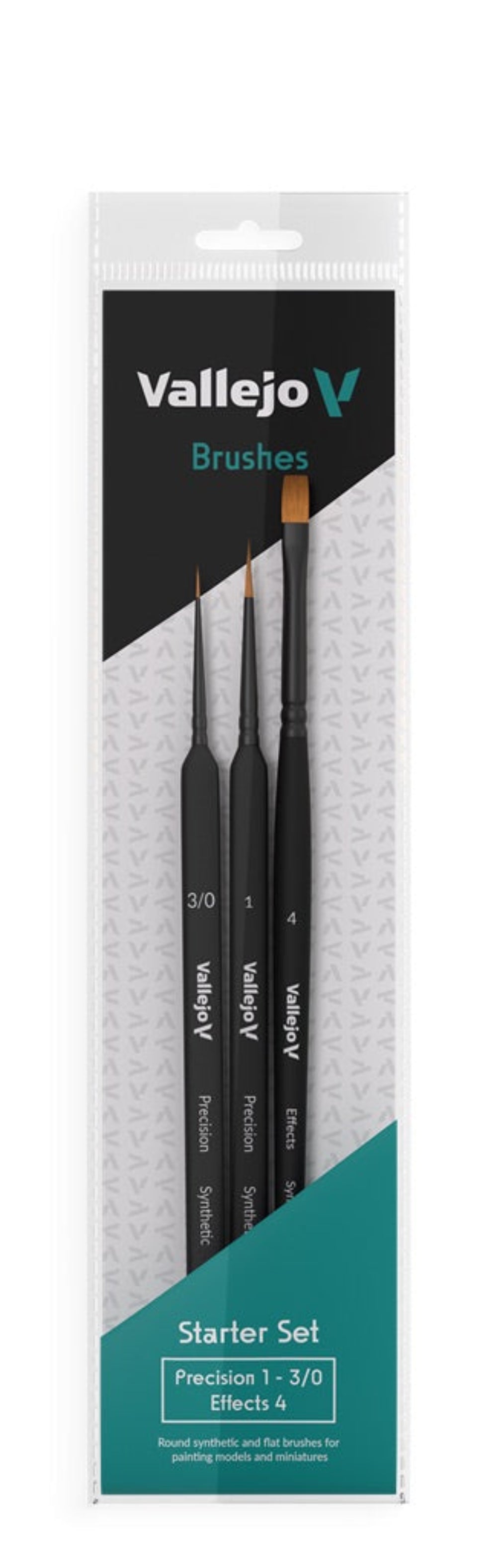 Vallejo - Brushes Starter Set - Precision 1 - 3/0, Effects 4