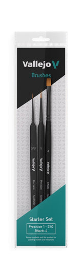 Vallejo - Brushes Starter Set - Precision 1 - 3/0, Effects 4