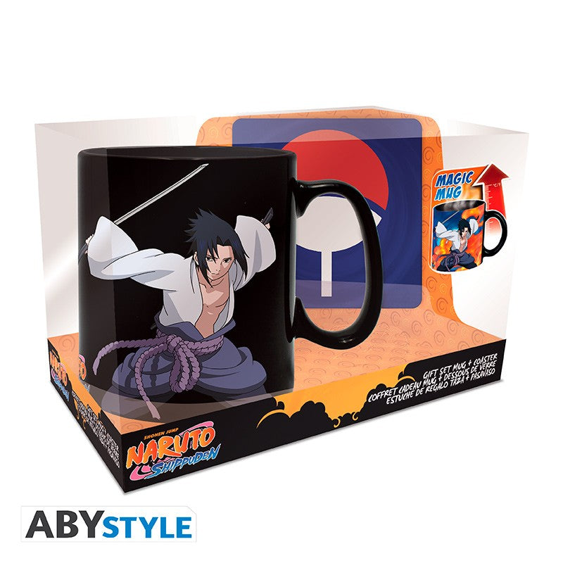 NARUTO Shippuden - Gift Set Mug Heat Change 460ml + Coaster Uchiha